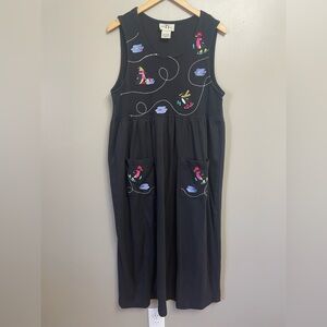 Vintage penguin skating Long Jumper Dress Original TY Wear Embroidered